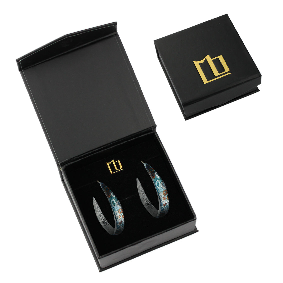 BRUSH BLUE STATEMENT LOOP EARRINGS - SD154