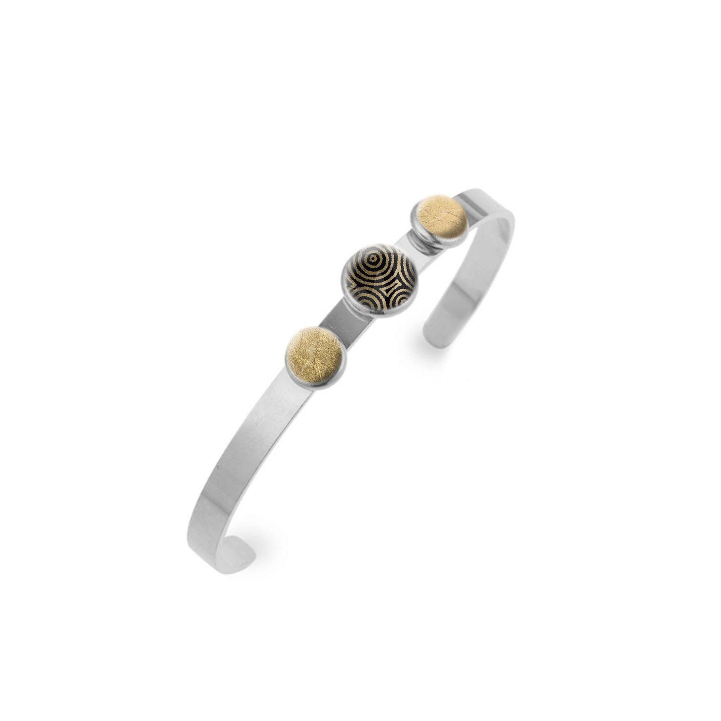 SARAH GOLD AND BLACK ADJUSTABLE OPEN BANGLE - B119