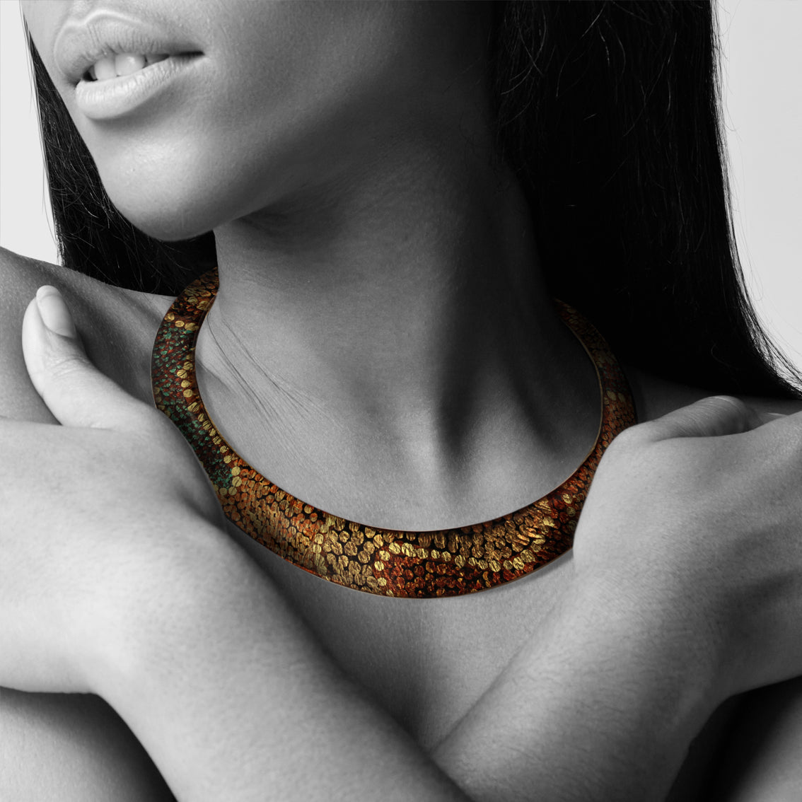 TESS ORANGE ADJUSTABLE FITTED NECKLACE - SD183