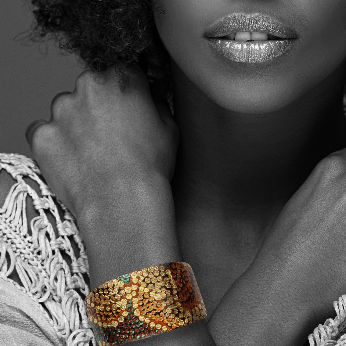 TESS ORANGE ADJUSTABLE WIDE BRACELET - SD187