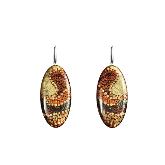 DANDLE DROP TESS STATEMENT XXL ORANGE OVAL EARRINGS - SD177