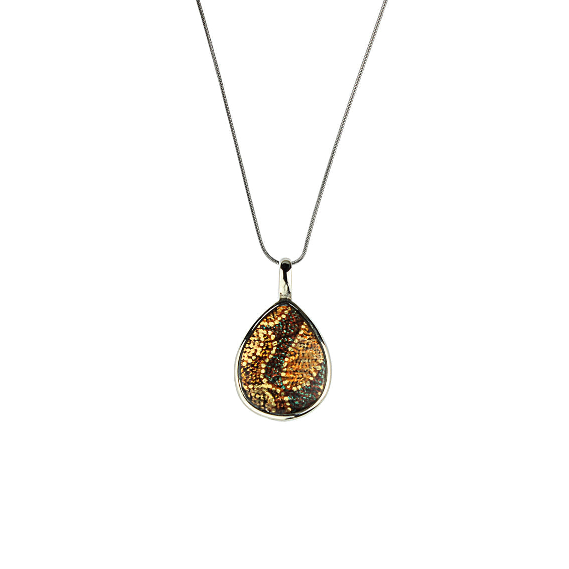 TESS ORANGE DROP PENDANT ON A CHAIN NECKLACE - SD179S - on Satchel