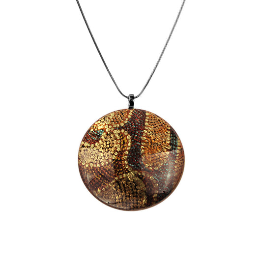 TESS ORANGE LARGE CIRCLE PENDANT ON A CHAIN NECKLACE - SD181
