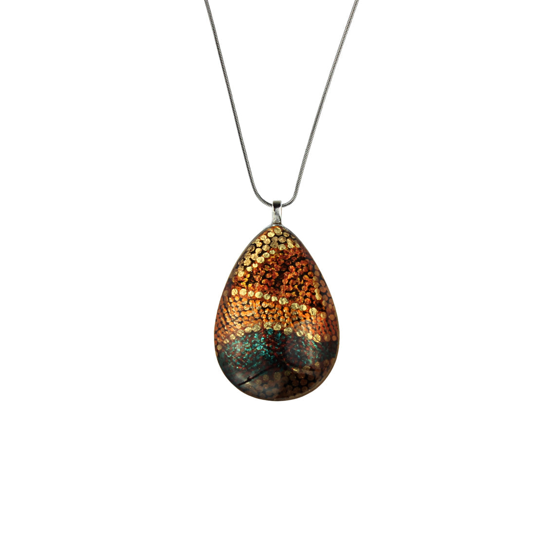 TESS ORANGE LARGE DROP PENDANT ON A CHAIN NECKLACE - SD180