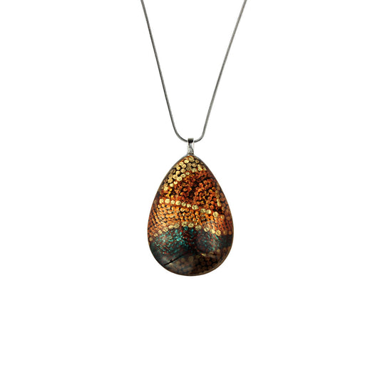 TESS ORANGE LARGE DROP PENDANT ON A CHAIN NECKLACE - SD180