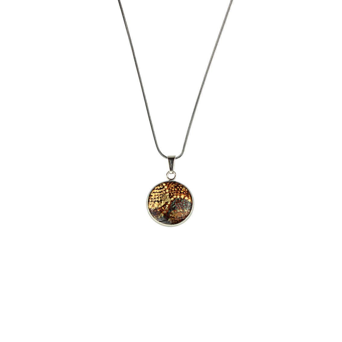 TESS ORANGE XS CIRCLE PENDANT ON A CHAIN NECKLACE - SD178S - on Satchel