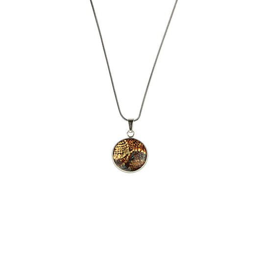 TESS ORANGE XS CIRCLE PENDANT ON A CHAIN NECKLACE - SD178S - on Satchel