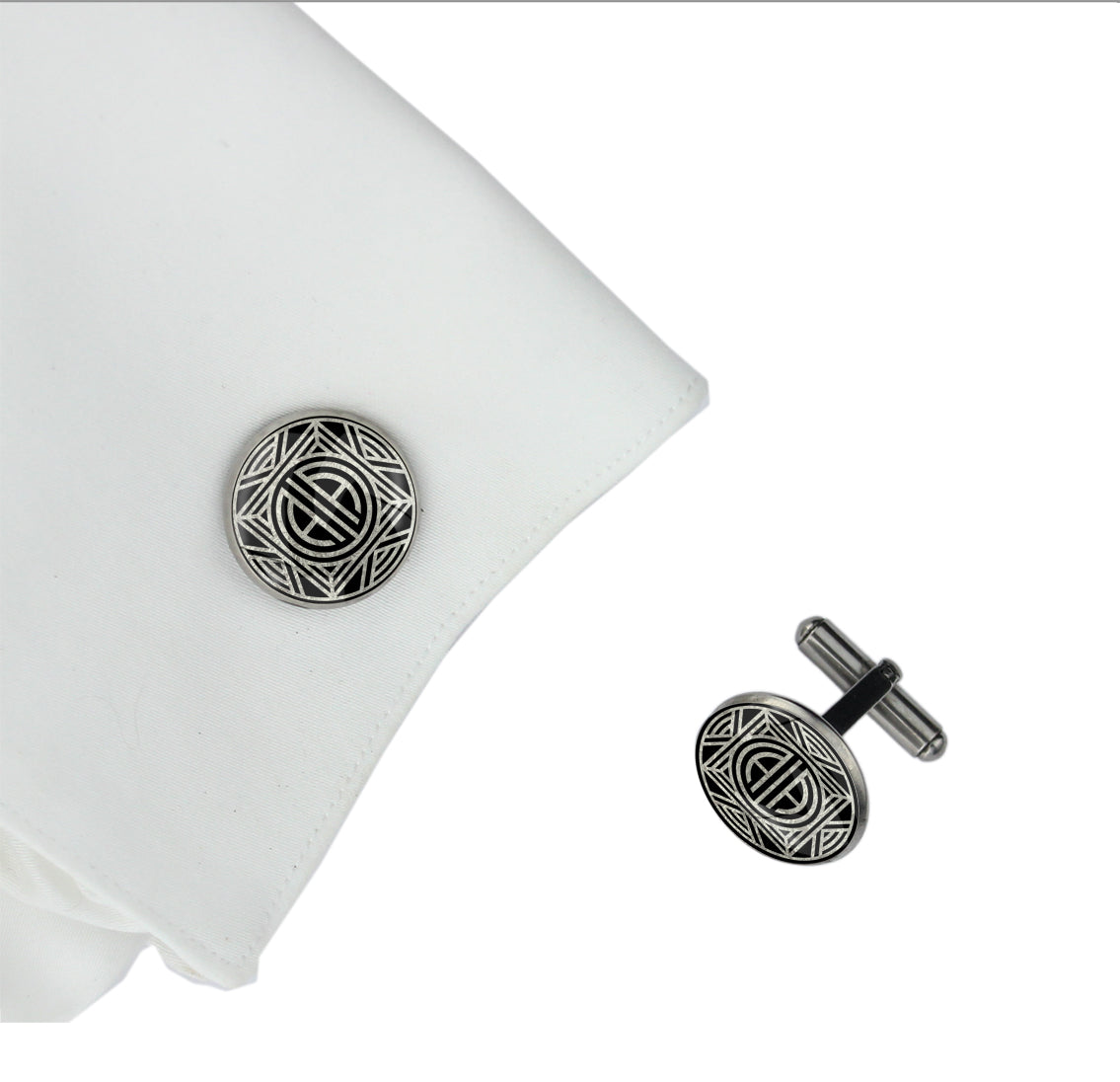INITIAL GATSBY ART DECO STYLE CIRCLE ELEGANT CUFFLINKS - MFY23