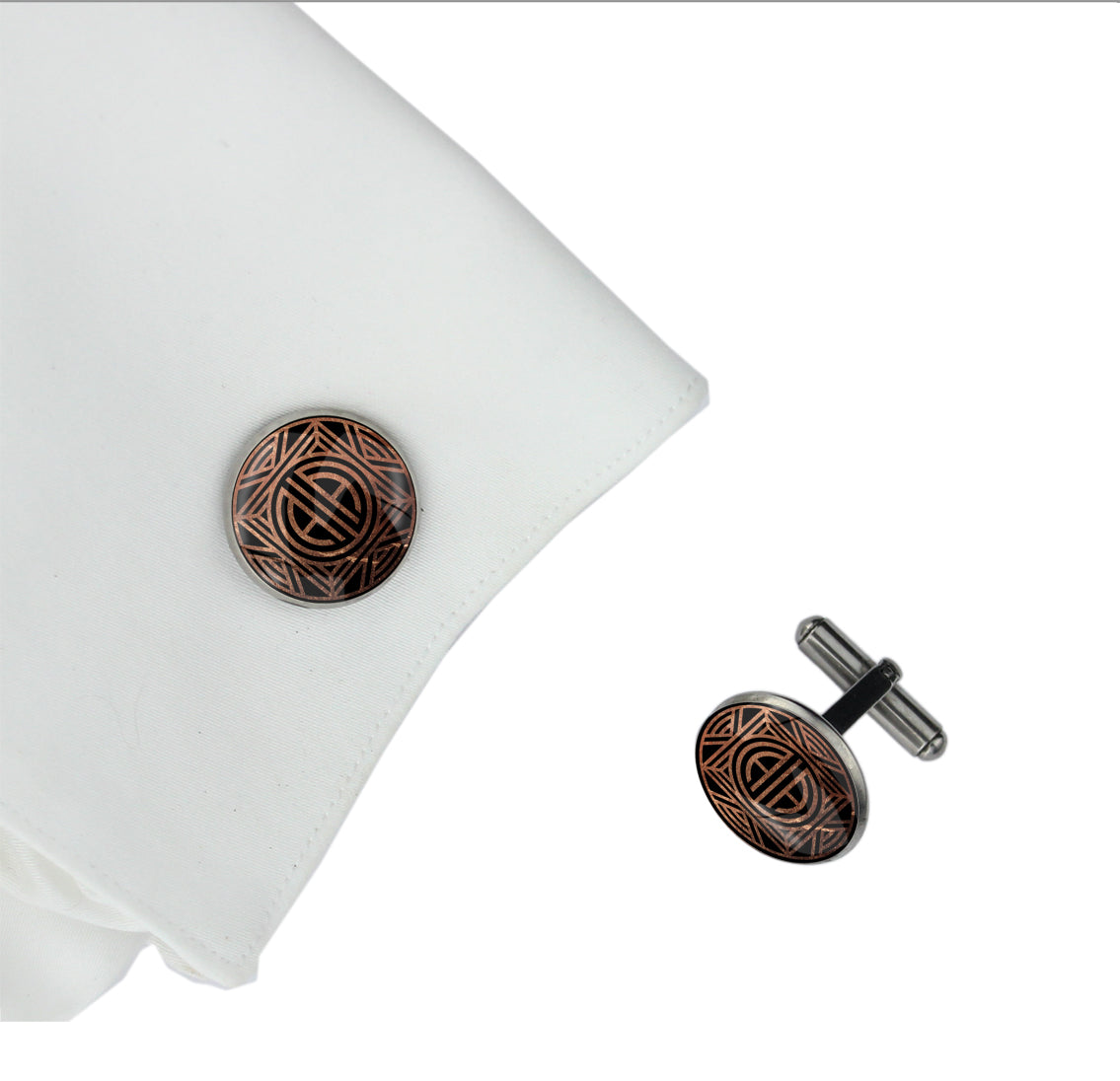 INITIAL GATSBY ART DECO STYLE CIRCLE ELEGANT CUFFLINKS - MFY23