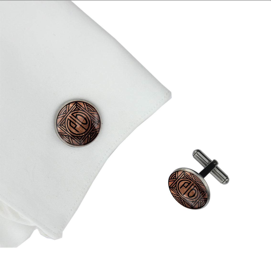 INITIAL GATSBY ART DECO STYLE CIRCLE ELEGANT CUFFLINKS - MFY23