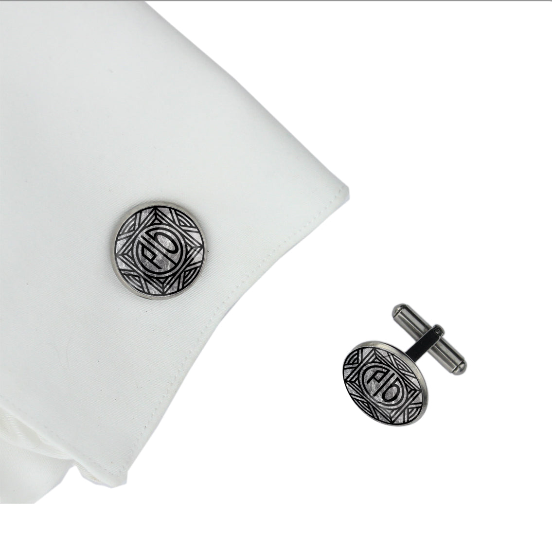 INITIAL GATSBY ART DECO STYLE CIRCLE ELEGANT CUFFLINKS - MFY23