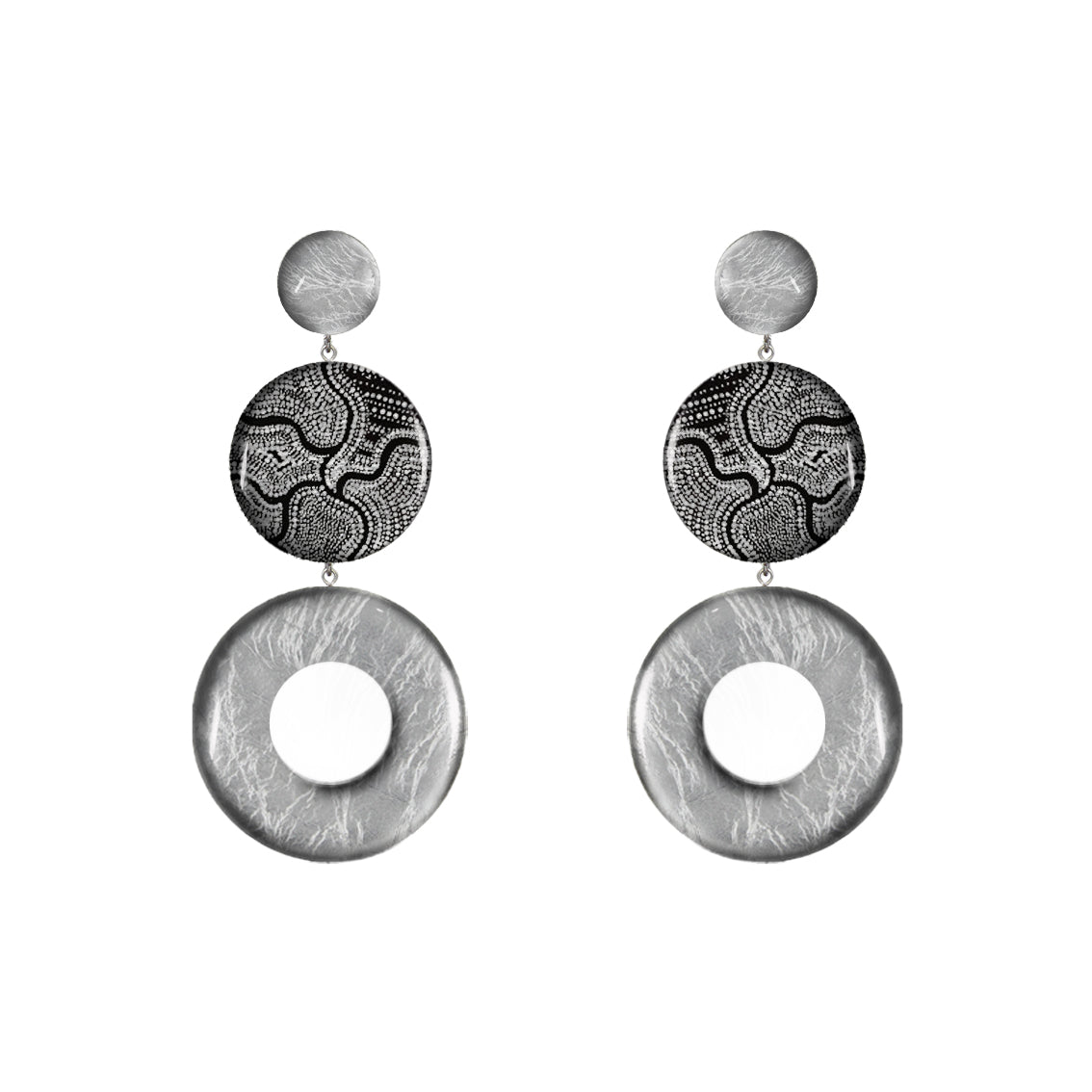 ATHENA TRIPLE OPEN  DISC STATEMENT EARRINGS - ST052