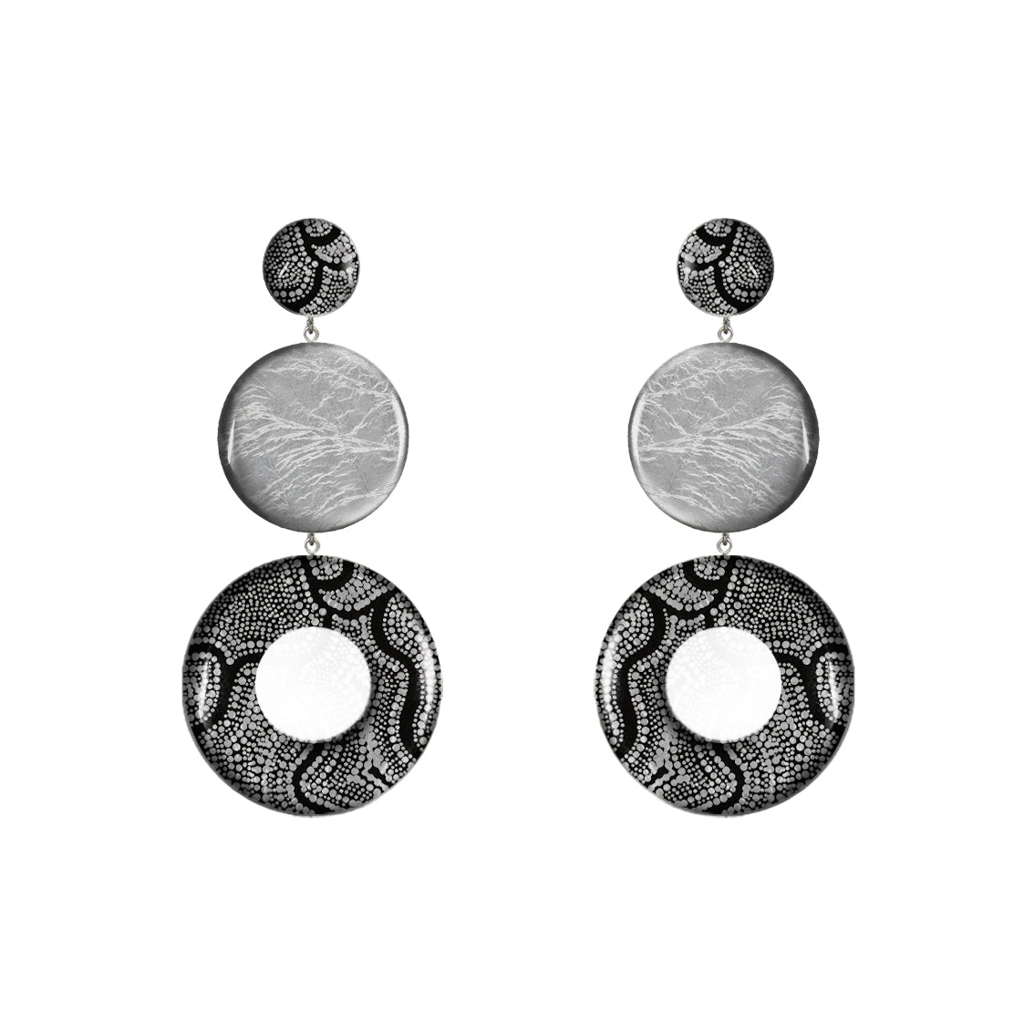 ATHENA TRIPLE OPEN  DISC STATEMENT EARRINGS - ST052