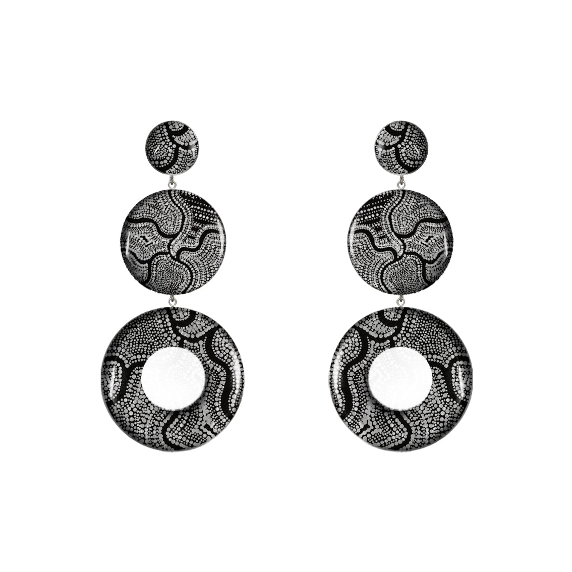 ATHENA TRIPLE OPEN  DISC STATEMENT EARRINGS - ST052