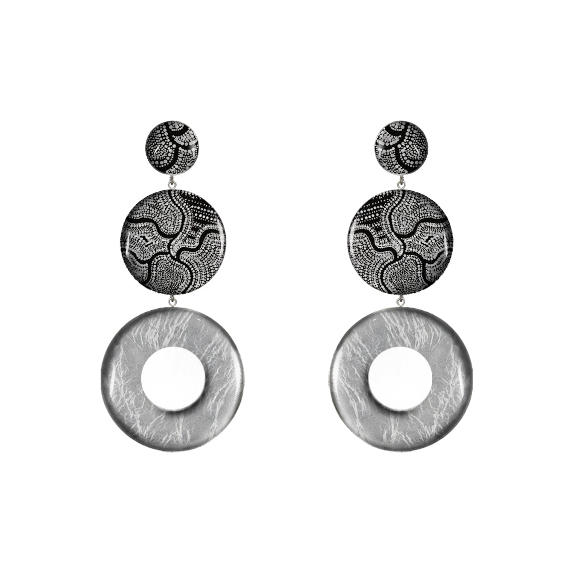 ATHENA TRIPLE OPEN  DISC STATEMENT EARRINGS - ST052