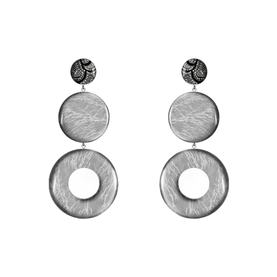 ATHENA TRIPLE OPEN  DISC STATEMENT EARRINGS - ST052