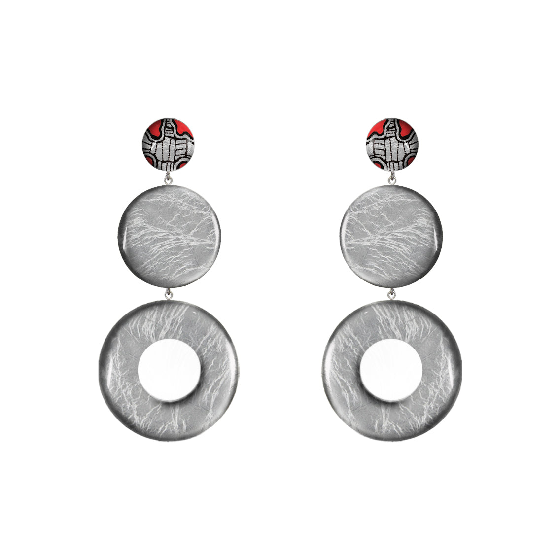 AMELIA TRIPLE OPEN  DISC STATEMENT EARRINGS - ST051