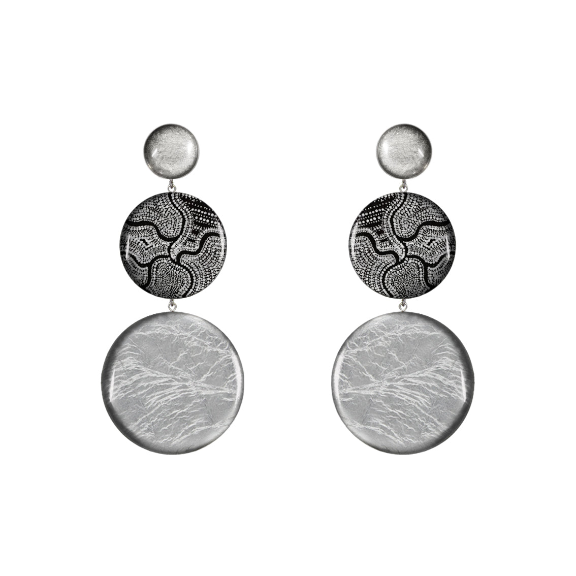 ATHENA TRIPLE DISC STATEMENT EARRINGS - ST045