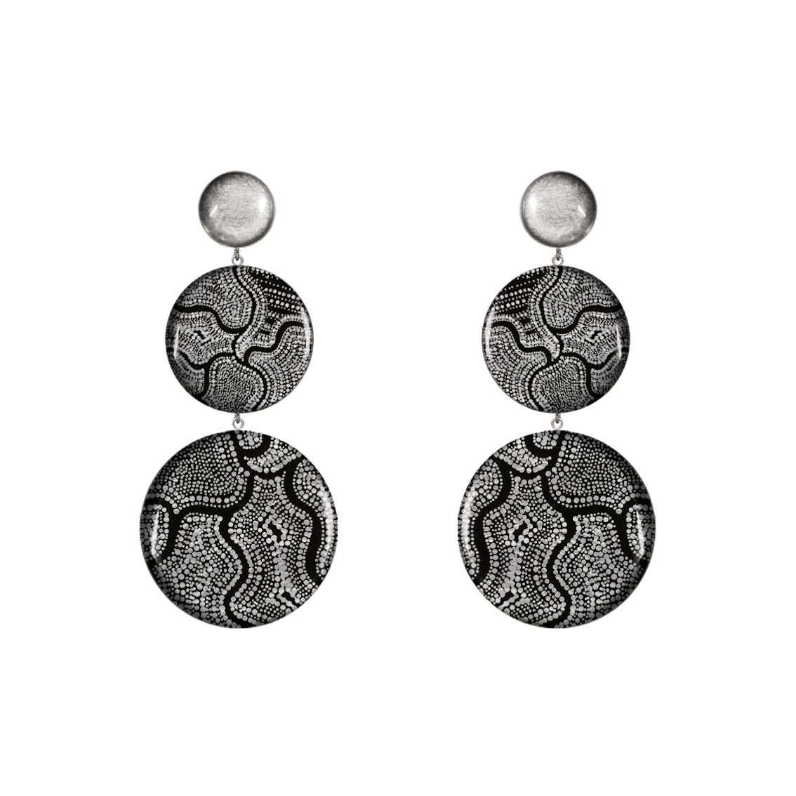 ATHENA TRIPLE DISC STATEMENT EARRINGS - ST045