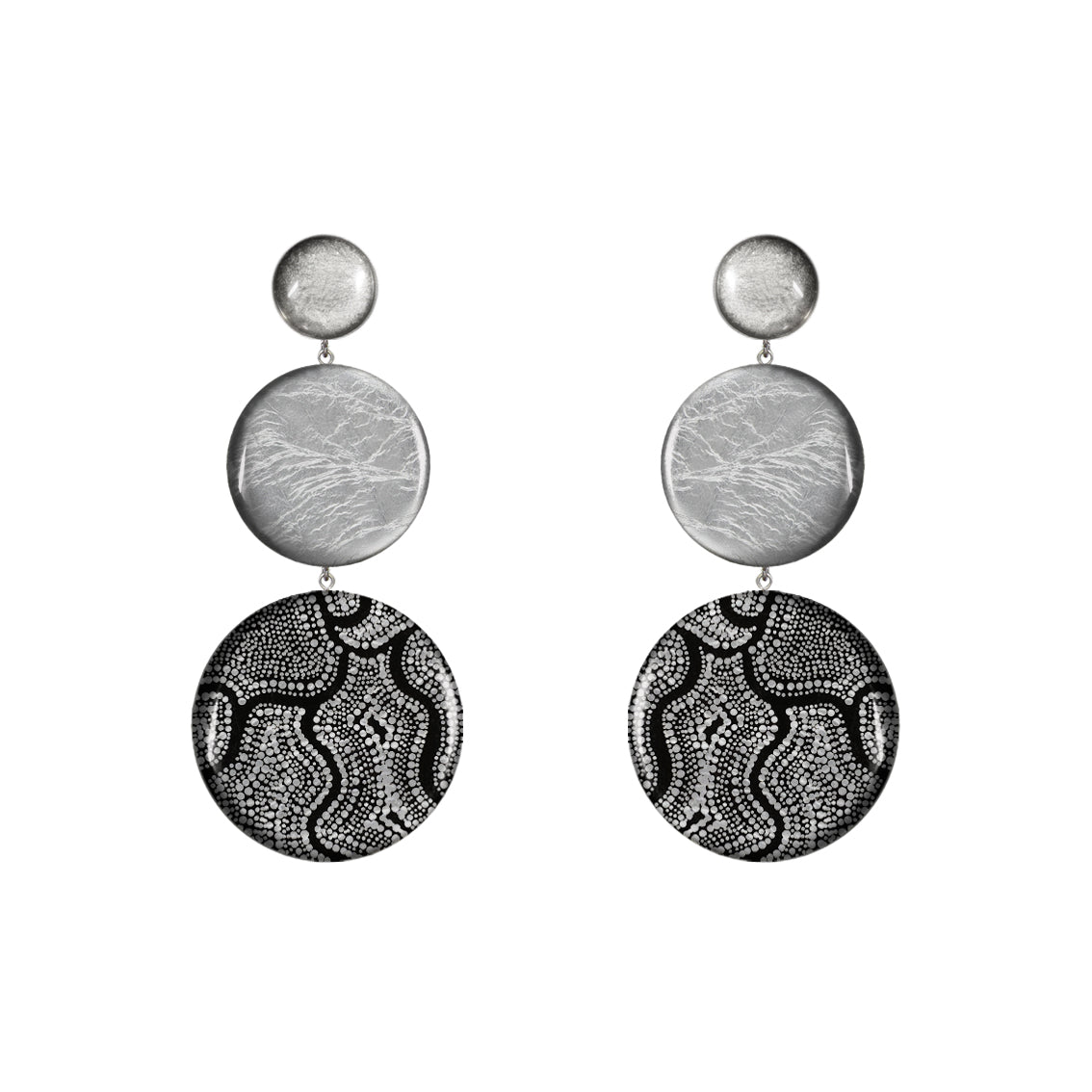 ATHENA TRIPLE DISC STATEMENT EARRINGS - ST045