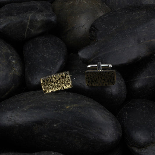 URSULA BLACK AND GOLD RECTANGLE ELEGANT CUFFLINKS - D564