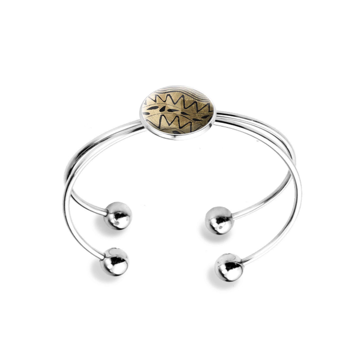 URSULA BLACK AND GOLD DOUBLE WIRE BANGLE - B125