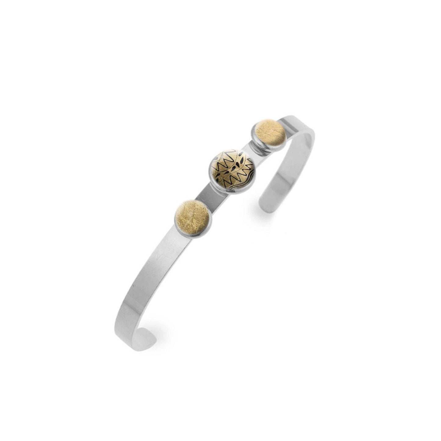 URSULA BLACK AND GOLD ADJUSTABLE OPEN BANGLE - B124