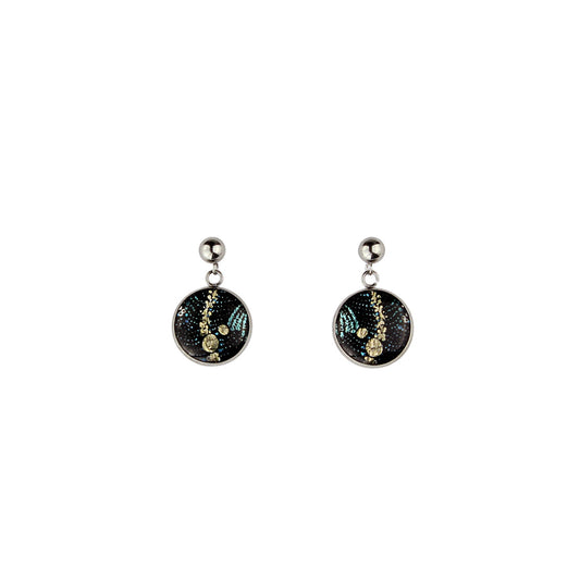 DANDLE DROP WENDY CIRCLE BLACK EARRINGS - SD127 - in Circle Box