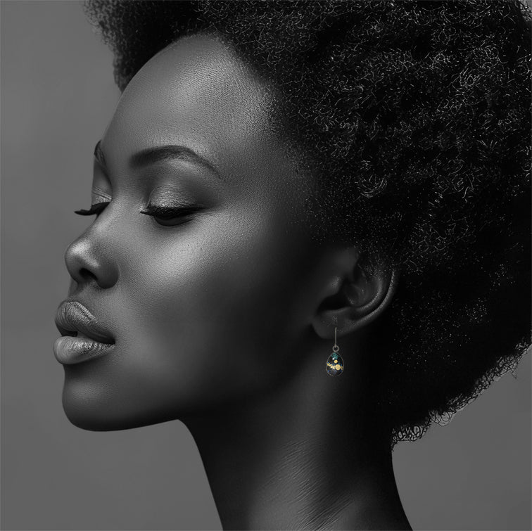 DANDLE XS DROP WENDY BLACK EARRINGS - SD393 - in Circle Box