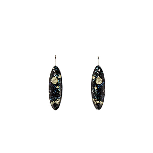 DANDLE DROP WENDY LONG BLACK EARRINGS - SD129