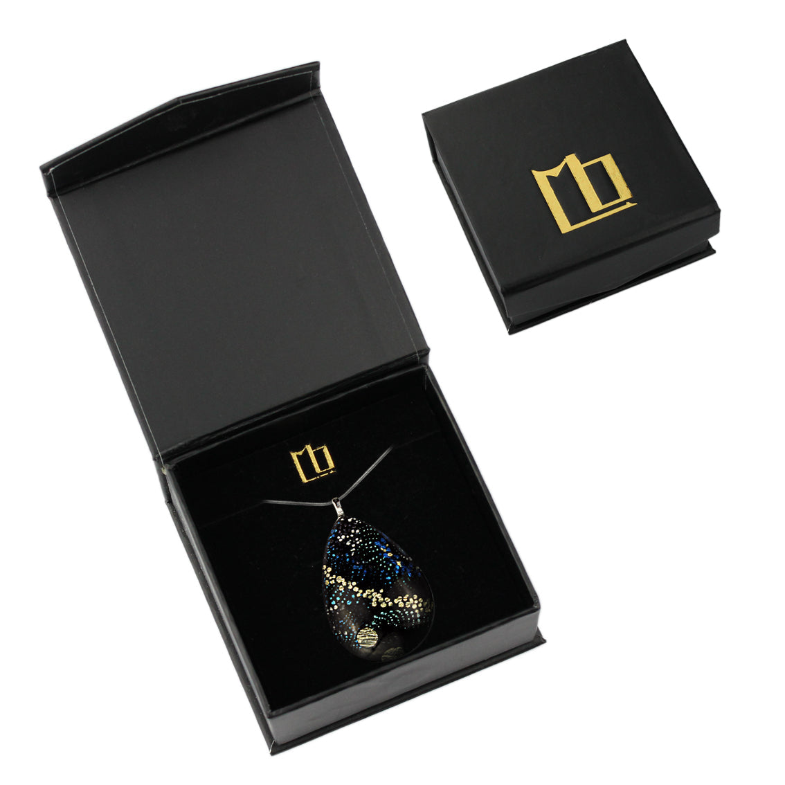 WENDY BLACK LARGE DROP PENDANT ON A CHAIN NECKLACE - SD136