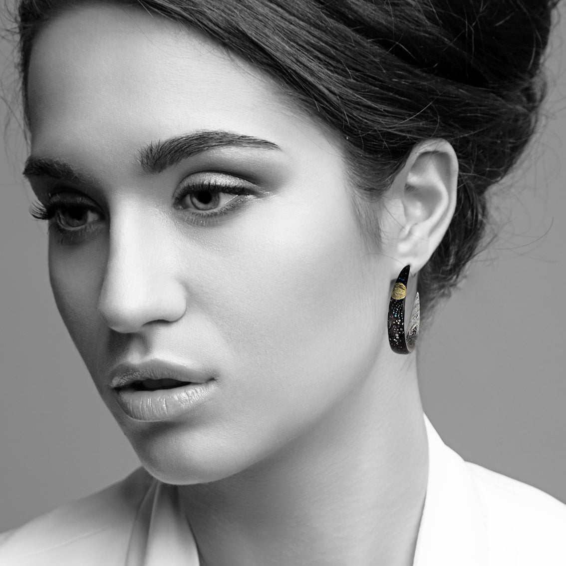 WENDY BLACK STATEMENT LOOP EARRINGS - SD131