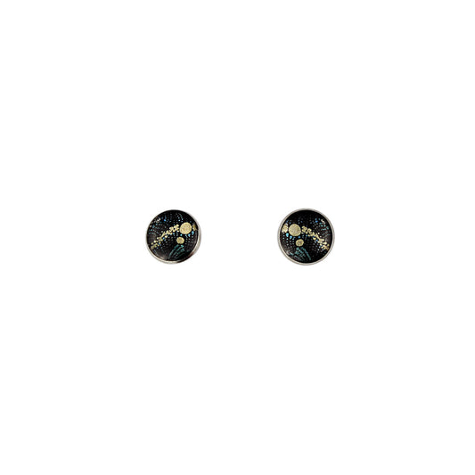 WENDY BLACK STUD EARRINGS - SD126S - on Satchel