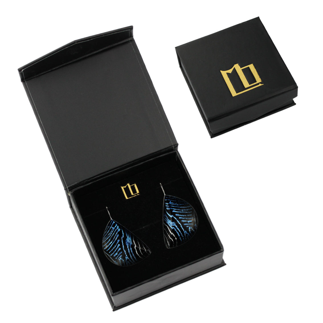 DANDLE DROP WENDY MOON SHAPE BLUE EARRINGS - SD108