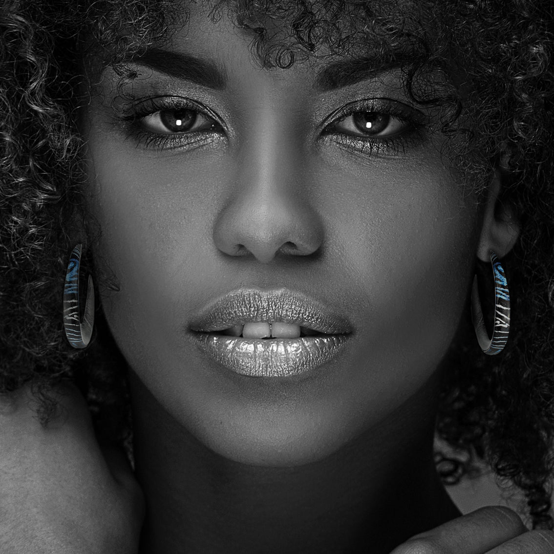 WENDY BLUE STATEMENT LOOP EARRINGS - SD109