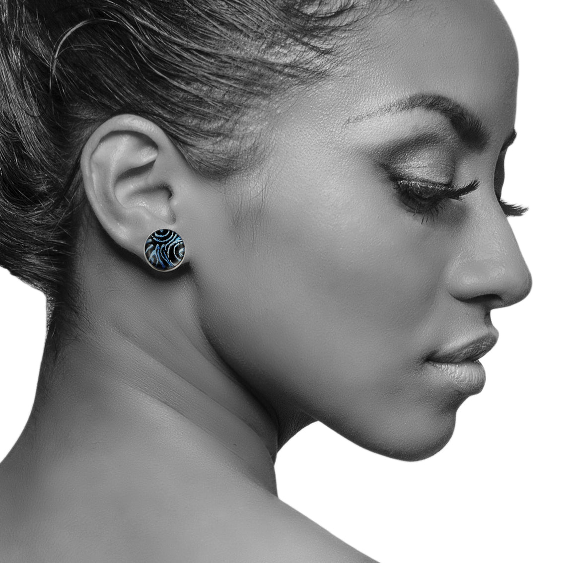 WENDY BLUE STUD EARRINGS - SD103 - in Circle Box