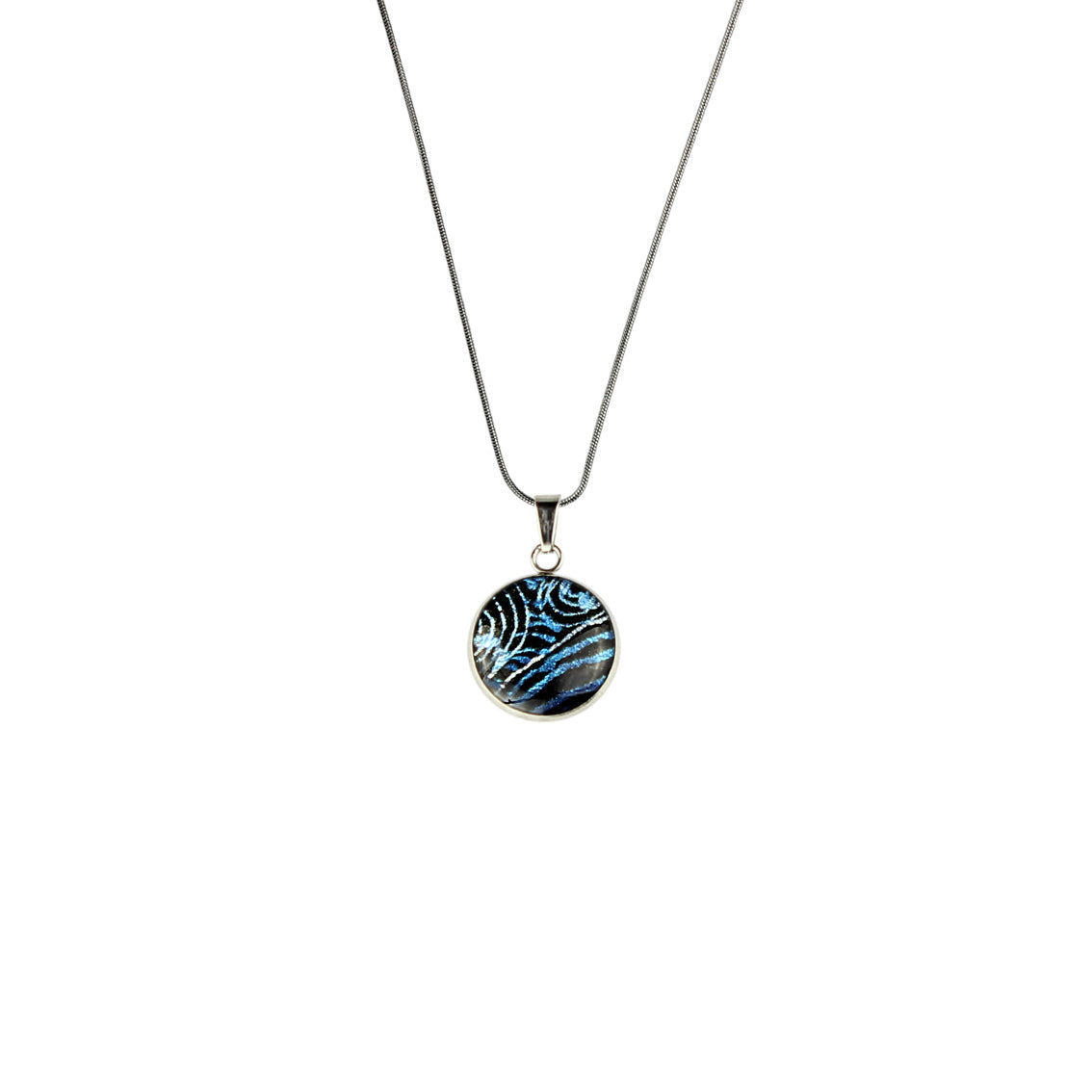 WENDY BLUE XS CIRCLE PENDANT ON A CHAIN NECKLACE - SD111S - on Satchel