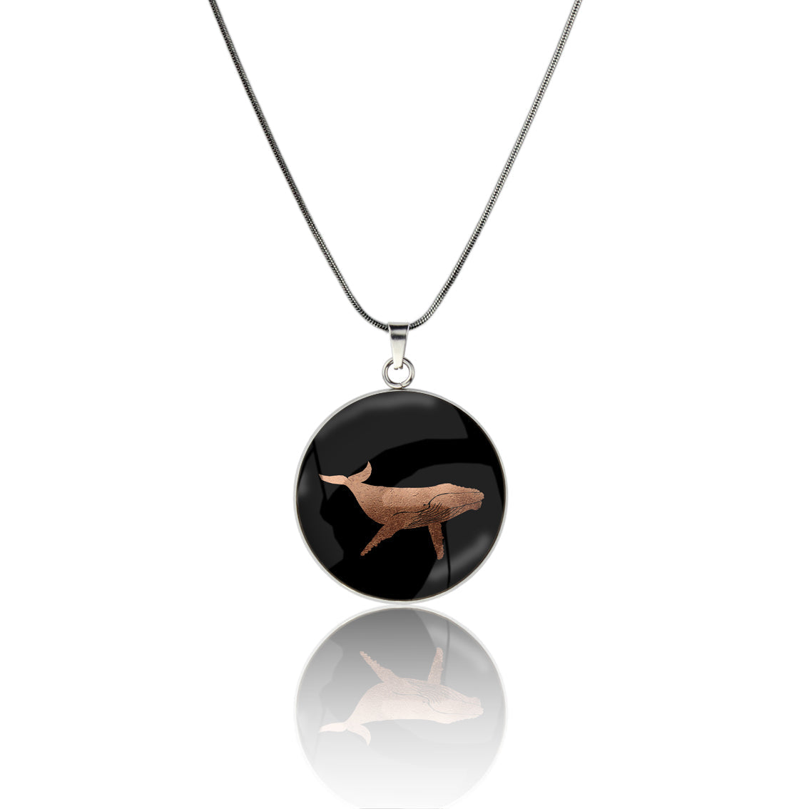 WHALE CIRCLE PENDANT ON A CHAIN NECKLACE - MFY167S - on Satchel