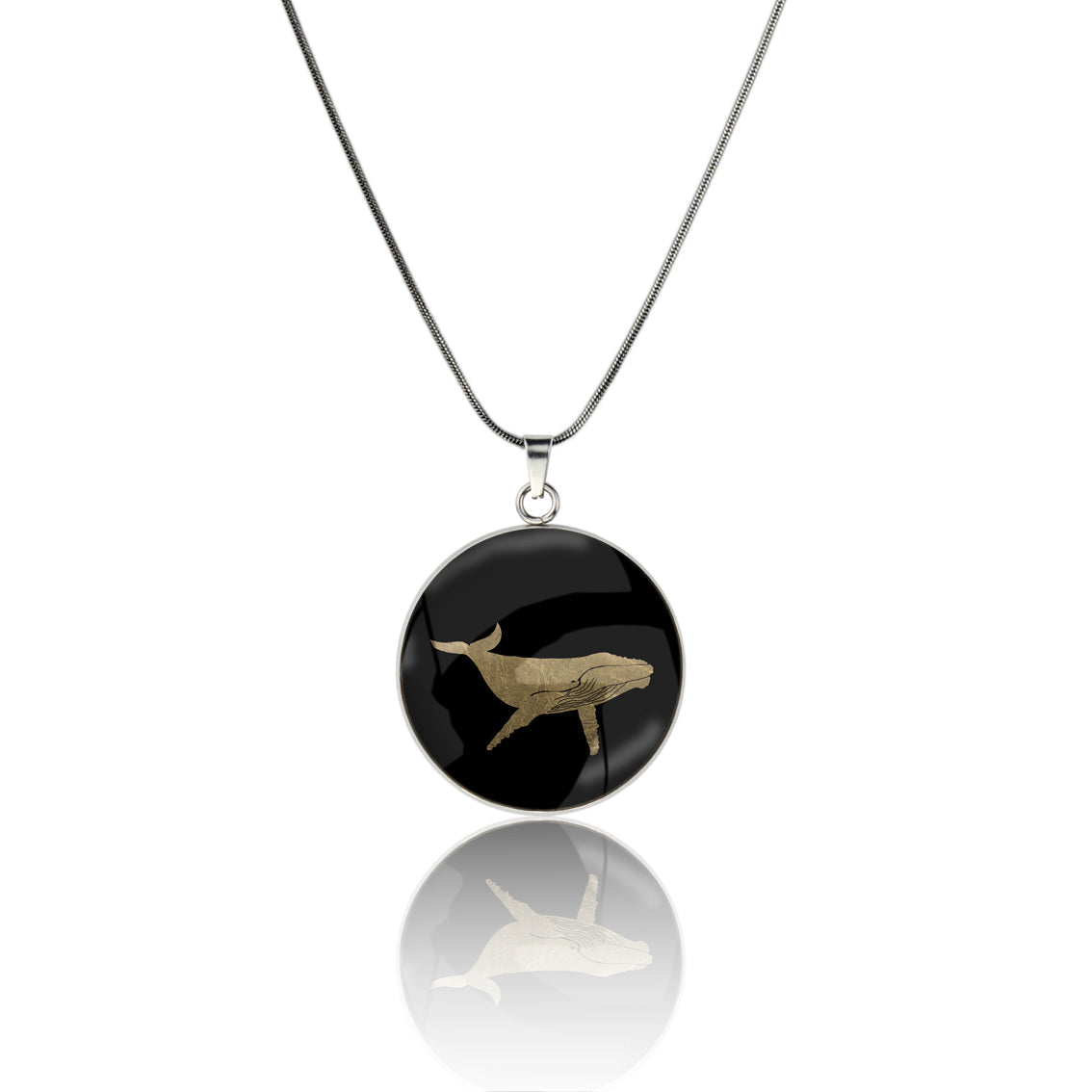 WHALE CIRCLE PENDANT ON A CHAIN NECKLACE - MFY167S - on Satchel