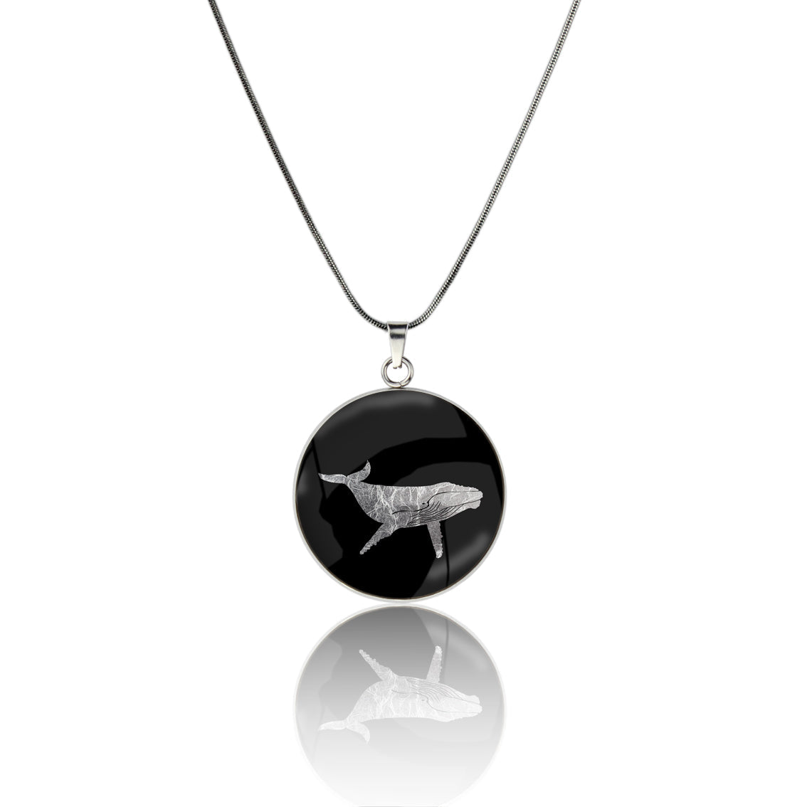WHALE CIRCLE PENDANT ON A CHAIN NECKLACE - MFY167S - on Satchel
