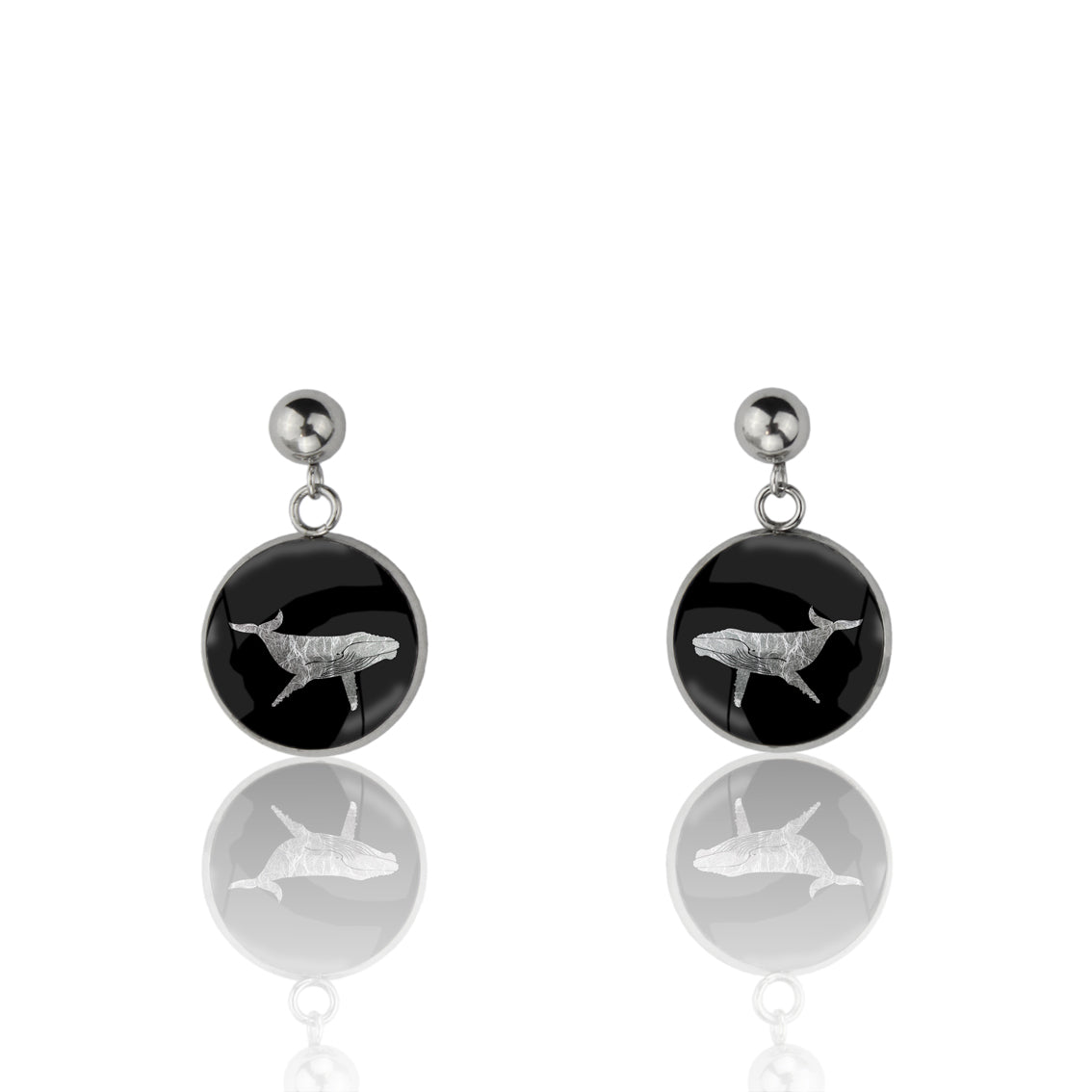 WHALE DANGLE DROP CIRCLE EARRINGS - MFY165 - in Circle Box