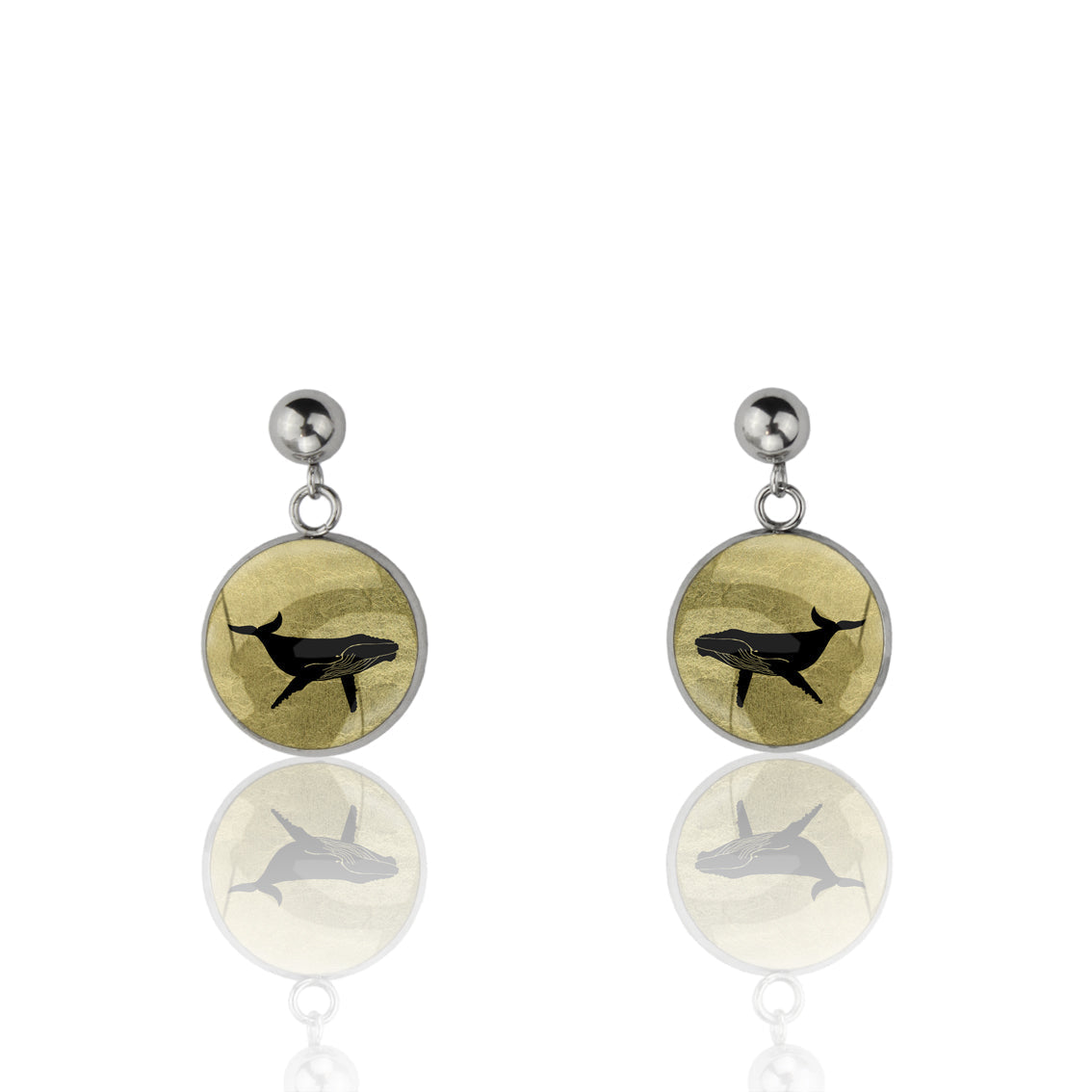 WHALE DANGLE DROP CIRCLE EARRINGS - MFY165S - on Satchel
