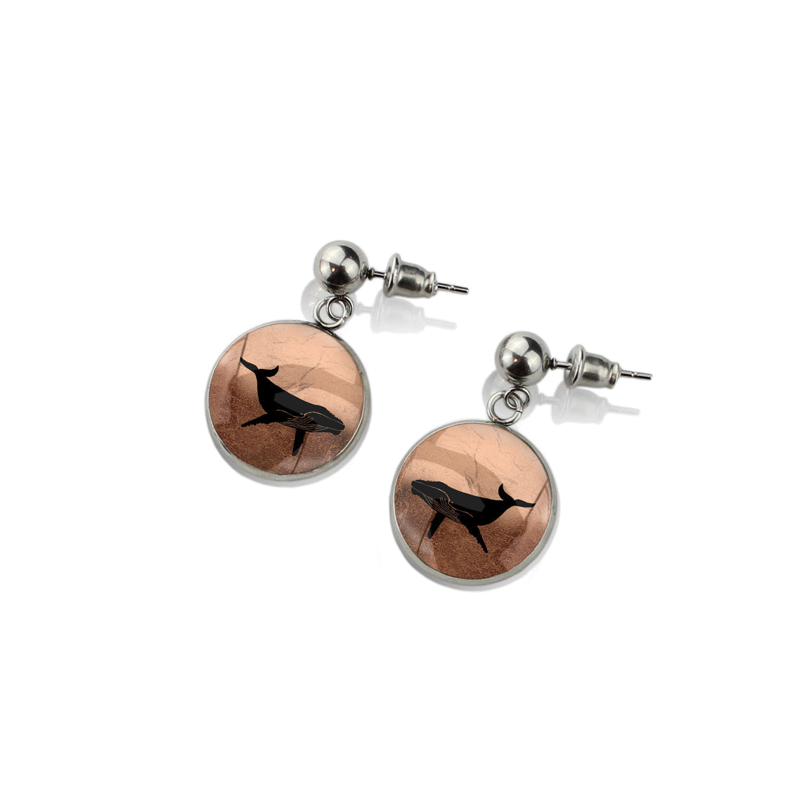 WHALE DANGLE DROP CIRCLE EARRINGS - MFY165 - in Circle Box