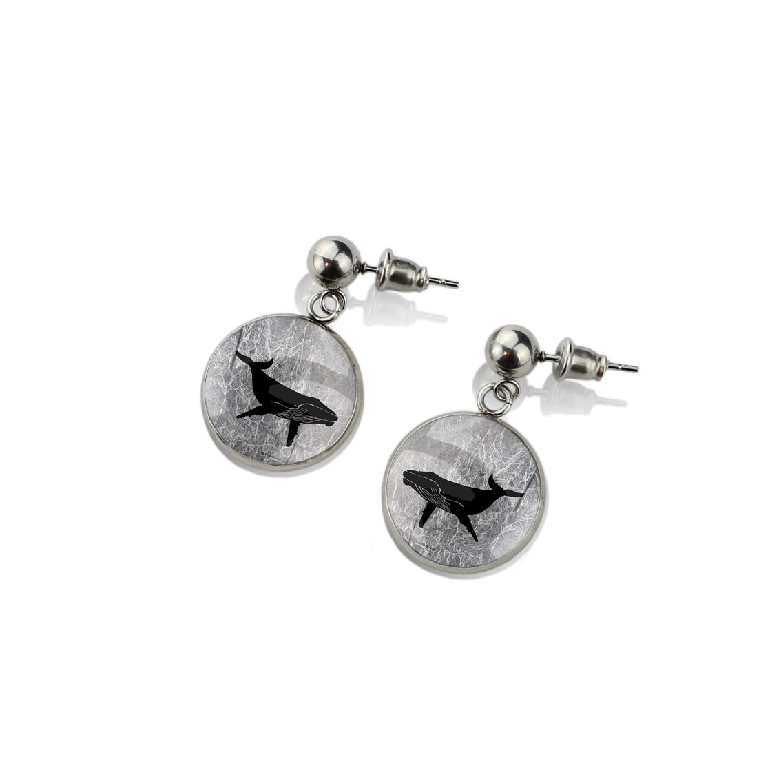 WHALE DANGLE DROP CIRCLE EARRINGS - MFY165S - on Satchel