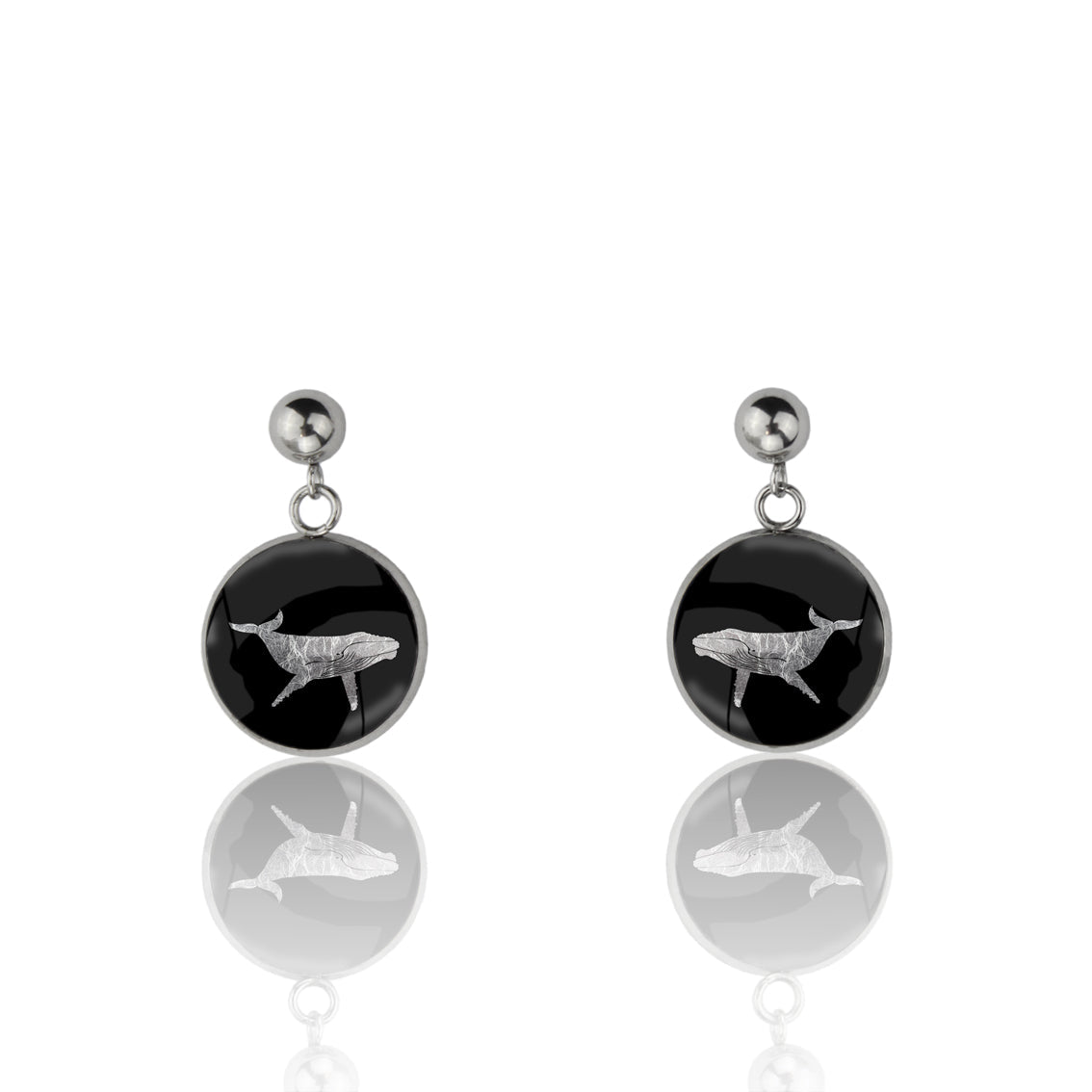 WHALE DANGLE DROP CIRCLE EARRINGS - MFY165 - in Circle Box