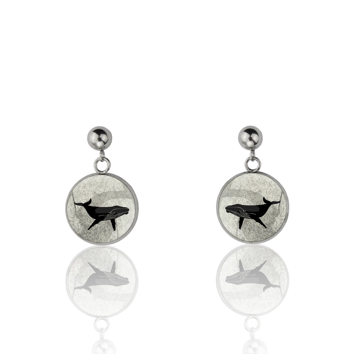 WHALE DANGLE DROP CIRCLE EARRINGS - MFY165 - in Circle Box