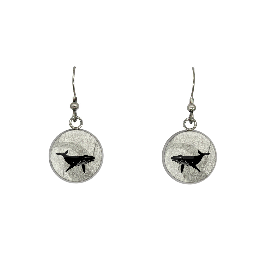 WHALE DANGLE DROP CIRCLE EARRINGS - MFY165 - in Circle Box