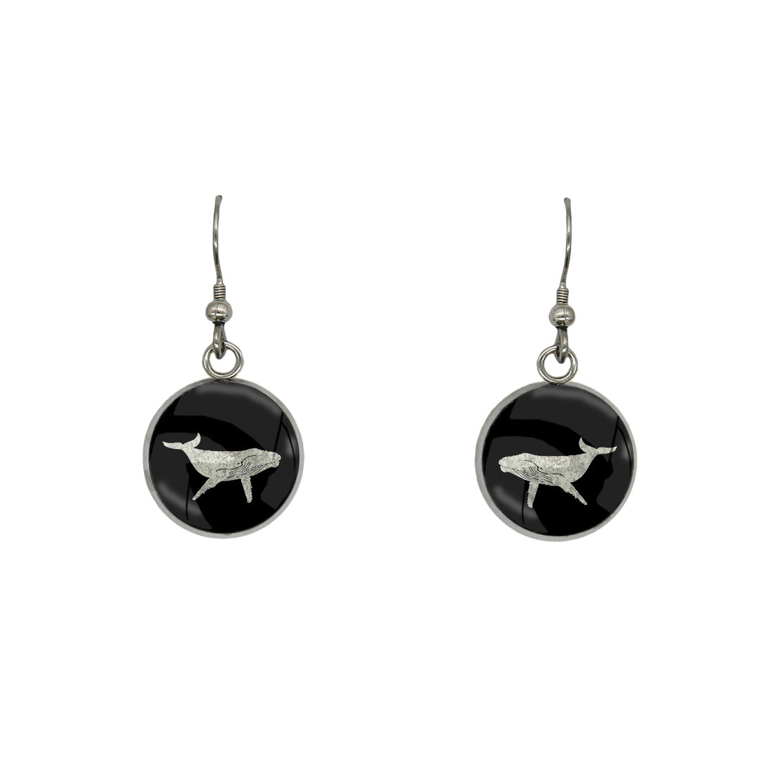 WHALE DANGLE DROP CIRCLE EARRINGS - MFY165 - in Circle Box