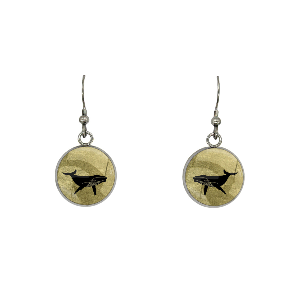 WHALE DANGLE DROP CIRCLE EARRINGS - MFY165 - in Circle Box