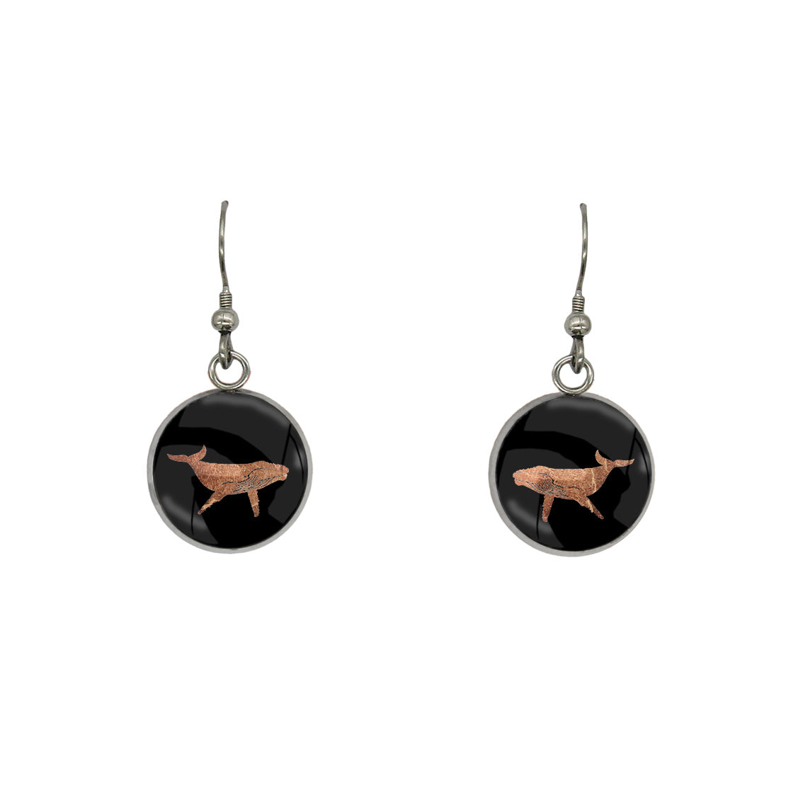 WHALE DANGLE DROP CIRCLE EARRINGS - MFY165 - in Circle Box